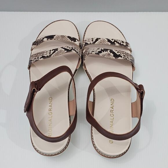 Cole Haan OG Peyton Sandal Womens 10 Flatform Pecan Snake Print Leather Wedge - Picture 11 of 15